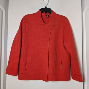 Eileen Fisher jacket Boiled wool orange one button sz S